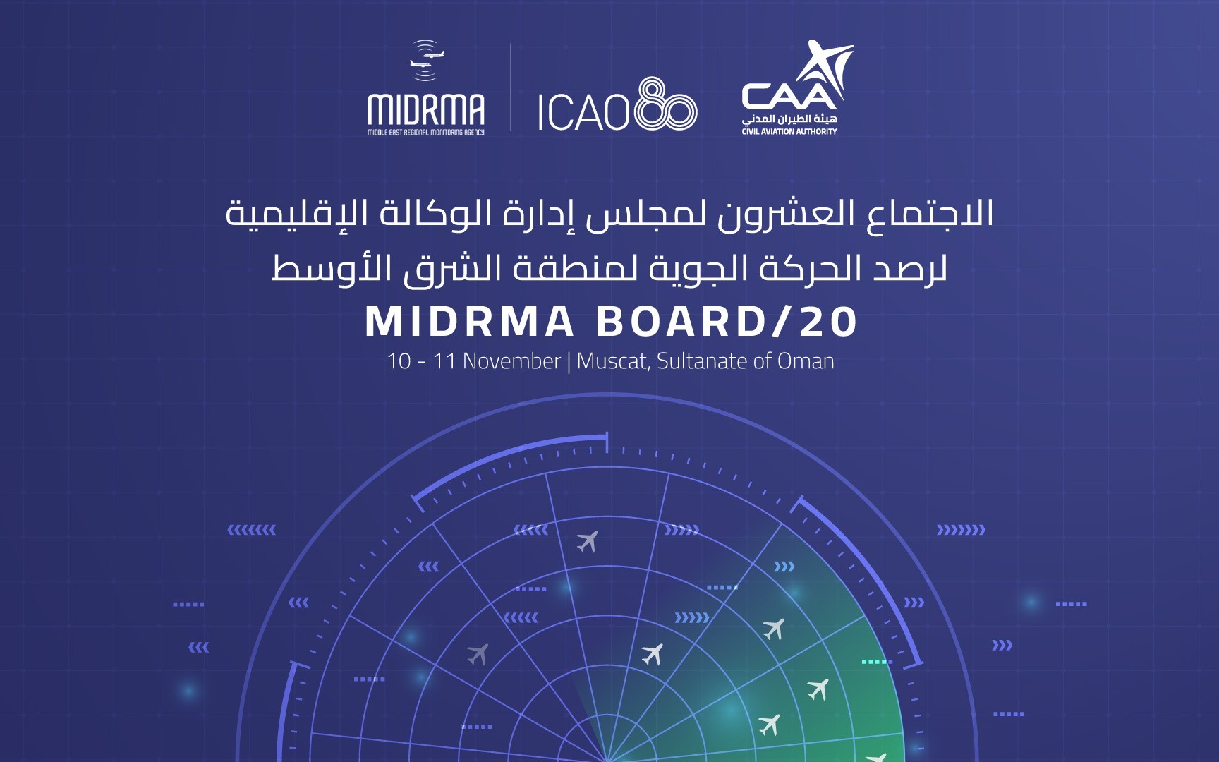 Next Sunday... Twentieth Meeting of the Board of Directors of the Regional Air Traffic Monitoring Agency for the Middle East 
