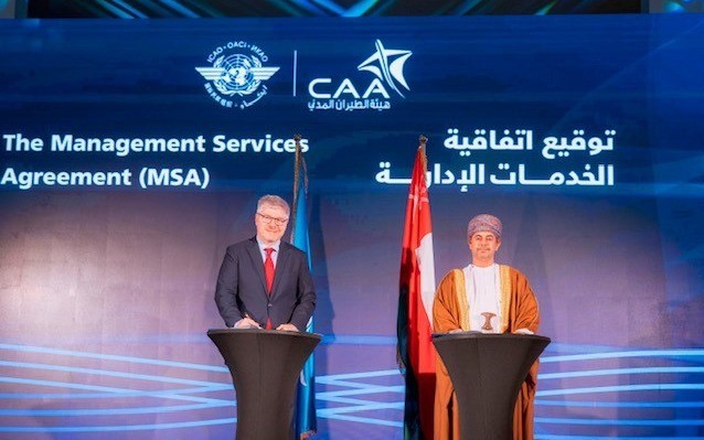 The CAA, on behalf of the Sultanate of Oman, inks an administrative services agreement with the ICAO. 